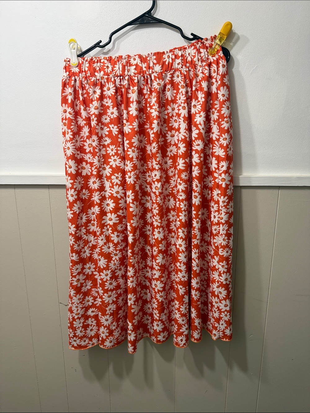 SHEIN Orange Floral Midi Skirt